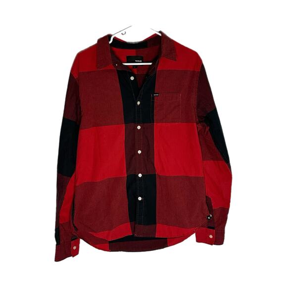 Hurley Mens Red and Black Button Down Shirt, Large, Pre-owned - Picture 3 of 6